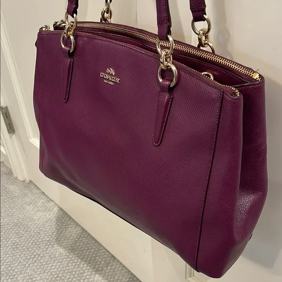 Coach Purple Leather Christie Carryall Tote - Picture 2 of 9
